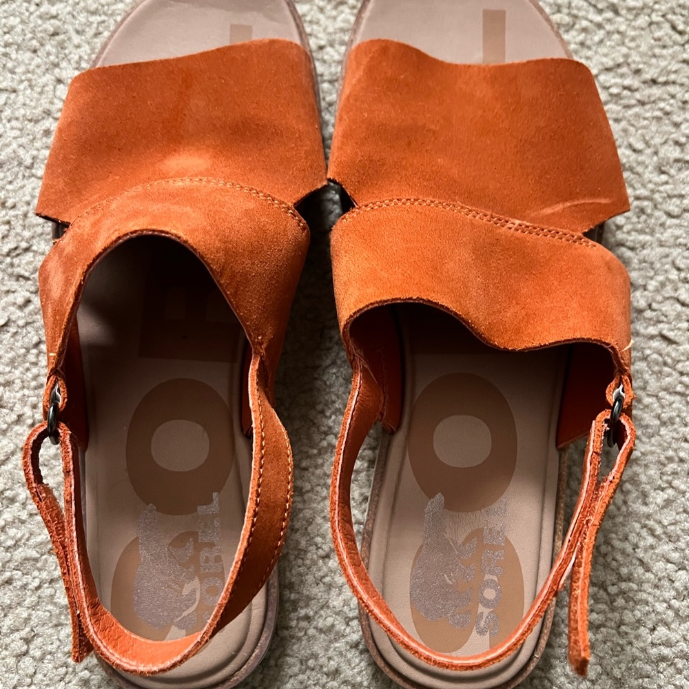 Sorel Orange Sandals with Suede Straps